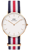 Daniel Wellington DW00100030 Classic Canterbury Women's Watch – White Dial & Two-Tone NATO Strap