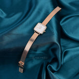 Daniel Wellington DW00100517 Quadro Studio Women's Watch – White Dial & Rose Gold Mesh Strap