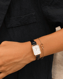 Daniel Wellington DW00100434 Quadro Women's Watch – White Dial & Black Leather Strap