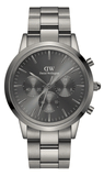 Daniel Wellington DW00100643 Iconic Link Chronograph Men's Watch – Grey Dial & Grey Steel Strap