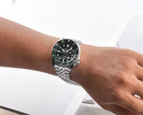 Seiko 5 Sports SSK035K1 SKX GMT Automatic Men's Watch – Green Dial & Silver Steel Bracelet