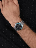 Fossil FS5827 FB-01 Chronograph Men’s Watch – Black Dial with Silver Steel Strap