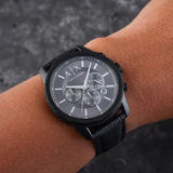 Armani Exchange Banks AX1724 Men's Chronograph Watch – Black Dial with Black Leather Strap