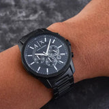 Armani Exchange Banks AX1722 Men's Chronograph Watch – Black Dial with Black Stainless Steel Strap