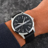 Armani Exchange Hampton AX2101 Men's Chronograph Watch – Classic Black Dial with Black Leather Strap