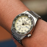 Seiko 5 Sports SKX Automatic Cream Dial Silver Steel Strap Watch For Men - SRPK31K1