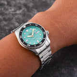Seiko 5 Sports SKX Midi Automatic Teal Dial Silver Steel Strap Watch For Men - SRPK33K1