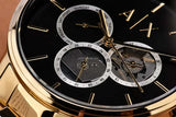 Armani Exchange Cayde AX2747 Men's Chronograph Watch – Black Dial with Gold-Tone Stainless Steel Strap