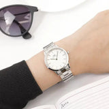Daniel Wellington DW00100205 Iconic Link Women's Watch – White Dial with Silver Stainless Steel Strap