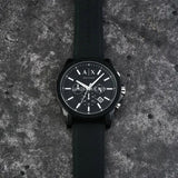 Armani Exchange Outerbanks AX1326 Men's Chronograph Watch – Black Dial with Black Silicone Strap