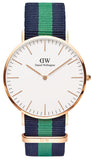Daniel Wellington DW00100005 Classic Warwick Men's Watch – White Dial & Two-Tone Nylon Strap
