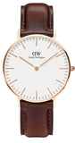Daniel Wellington DW00100039 Classic Bristol Women’s Watch – White Dial with Brown Leather Strap