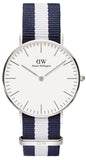 Daniel Wellington DW00100047 Classic Glasgow Unisex Watch – White Dial & Two-Tone NATO Strap