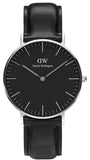 Daniel Wellington DW00100145 Classic Sheffield Women’s Watch – Black Dial with Black Leather Strap