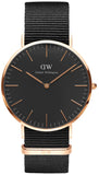 Daniel Wellington DW00100148 Classic Cornwall Women's Watch – Black Dial & Black Nylon Strap