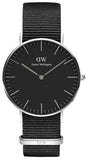 Daniel Wellington DW00100151 Classic Cornwall Women's Quartz Watch – Black Dial & Black Nylon Strap
