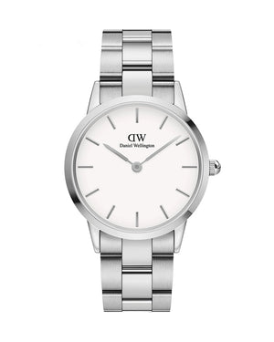 Daniel Wellington Iconic Link White Dial Silver Steel Strap Watch for Women - DW00100203