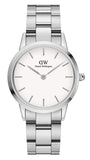 Daniel Wellington DW00100205 Iconic Link Women's Watch – White Dial with Silver Stainless Steel Strap