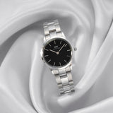 Daniel Wellington DW00100206 Iconic Link Women’s Watch – Black Dial with Silver Stainless Steel Strap