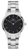 Daniel Wellington DW00100206 Iconic Link Women’s Watch – Black Dial with Silver Stainless Steel Strap