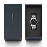 Daniel Wellington DW00100204 Iconic Link Women’s Watch – Black Dial with Silver Steel Bracelet