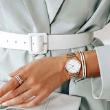 Daniel Wellington DW00100209 Iconic Link Women’s Watch – White Dial with Rose Gold Steel Bracelet
