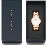 Daniel Wellington DW00100209 Iconic Link Women’s Watch – White Dial with Rose Gold Steel Bracelet