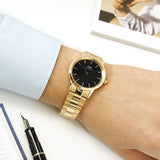 Daniel Wellington DW00100210 Iconic Link Women's Watch – Black Dial with Rose Gold Stainless Steel Bracelet