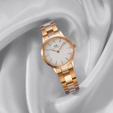 Daniel Wellington DW00100211 Iconic Link Women’s Watch – White Dial with Rose Gold Stainless Steel Strap