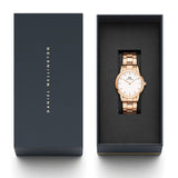 Daniel Wellington DW00100211 Iconic Link Women’s Watch – White Dial with Rose Gold Stainless Steel Strap