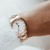 Daniel Wellington DW00100211 Iconic Link Women’s Watch – White Dial with Rose Gold Stainless Steel Strap