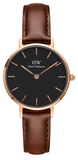 Daniel Wellington DW00100225 Classic Petite St Mawes Women’s Watch – Black Dial with Brown Leather Strap