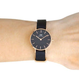 Daniel Wellington DW00100247 Petite Cornwall Women's Watch – Black Dial & Black Nylon Strap