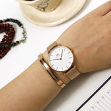 Daniel Wellington DW00100305 Petite Melrose Women's Watch – White Dial with Rose Gold Mesh Strap