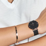 Daniel Wellington DW00100307 Petite Ashfield Women’s Watch – Black Dial with Matte Black Mesh Strap