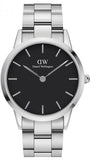 Daniel Wellington DW00100342 Iconic Link Women's Watch – Black Dial & Silver Steel Strap