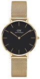 Daniel Wellington DW00100347 Classic Petite Women's Watch – Black Dial & Gold Mesh Bracelet