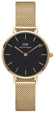 Daniel Wellington DW00100349 Classic Petite Evergold Women's Watch – Black Dial & Gold Mesh Bracelet