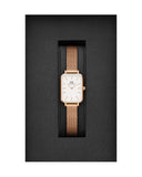 Daniel Wellington Quadro Melrose DW00100431 Women's Watch – White Dial with Gold Mesh Strap