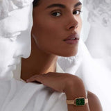 Daniel Wellington DW00100437 Quadro Melrose Women's Watch – Green Dial & Rose Gold Mesh Strap