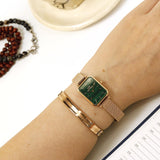 Daniel Wellington DW00100437 Quadro Melrose Women's Watch – Green Dial & Rose Gold Mesh Strap