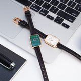 Daniel Wellington DW00100434 Quadro Women's Watch – White Dial & Black Leather Strap