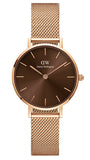 Daniel Wellington DW00100476 Petite Amber Women's Watch – Brown Dial & Gold Mesh Strap