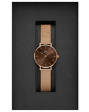 Daniel Wellington DW00100476 Petite Amber Women's Watch – Brown Dial & Gold Mesh Strap