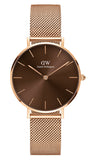 Daniel Wellington DW00100477 Petite Melrose Women's Watch – Brown Dial & Rose Gold Mesh Strap