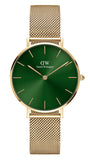Daniel Wellington DW00100480 Petite Emerald Women's Watch – Green Dial & Gold Mesh Strap