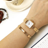 Daniel Wellington DW00100517 Quadro Studio Women's Watch – White Dial & Rose Gold Mesh Strap