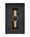 Daniel Wellington Quadro Studio Black Dial Rose Gold Mesh Strap Watch For Women - DW00100518