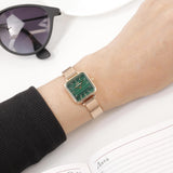 Daniel Wellington DW00100520 Quadro Studio Women's Watch – Green Dial & Rose Gold Mesh Strap