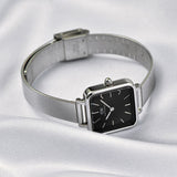 Daniel Wellington DW00100522 Quadro Studio Women's Watch – Black Dial & Silver Mesh Strap